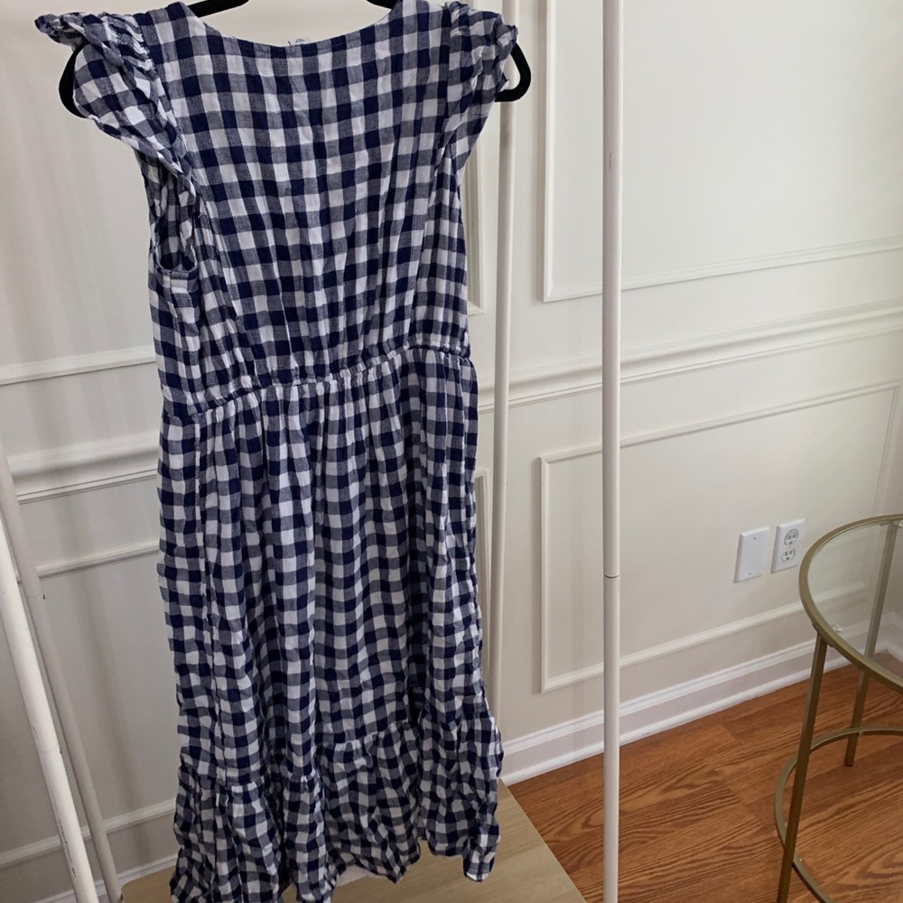 Gingham midi dress with ruffle sleeves